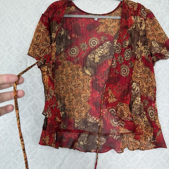 Vtg 90s 2-Piece Maxi Dress Set Sz 14 Sheer Ruffle Top Fairygrunge Boho Y2K Artsy - Picture 12 of 15